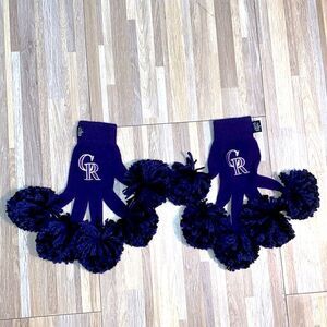 MLB baseball Colorado Rockies Pom Pom gloves spirt fingers good luck charm